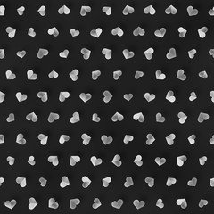 Seamless Monochrome Pattern With Hearts. Repeating Scattered Shapes Texture.
