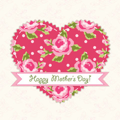 Cute Mothers Day card as shabby chic heart