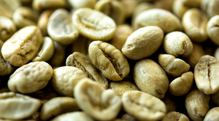 Traditional not roasted coffee beans.