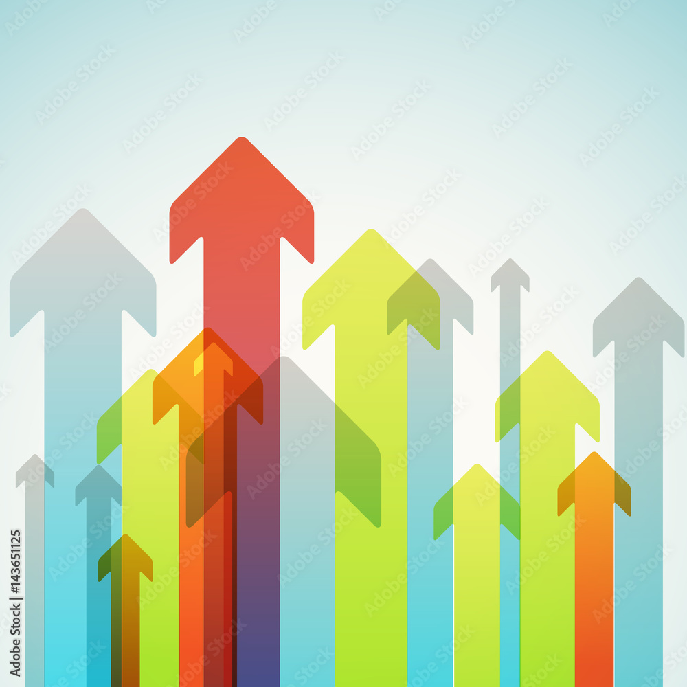 Poster Abstract vector background of different color arrows. Design concept