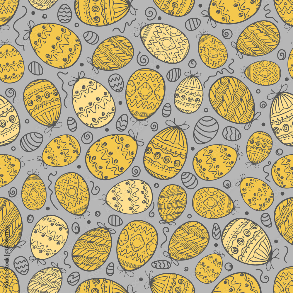 Poster happy easter seamless background. vector seamless pattern of easter elements