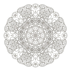 Mandala. Oriental pattern. Doodle drawing. Traditional round ornament. Turkey, Egypt, Islam. Coloring Relaxing picture