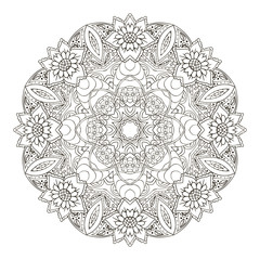 Mandala. Oriental pattern. Traditional round ornament. Turkey Egypt. Relax, yoga. Coloring