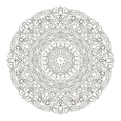 Mandala. Oriental pattern. Traditional round ornament. Turkey, Egypt, Islam. Relaxing coloring picture