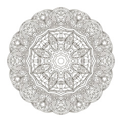 Oriental pattern. Traditional round ornament. Mandala. Turkey, Egypt, Islam. Doodle drawing coloring