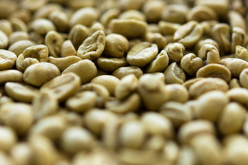 Traditional not roasted coffee beans.