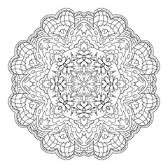 Traditional round coloring ornament. Oriental pattern. Mandala. Doodle drawing