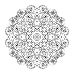 Traditional round ornament. Oriental pattern. Mandala coloring. Doodle drawing