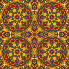 Mandala. Oriental pattern. Traditional seamless ornament. Turkey Egypt. Relaxing picture. Red and orange