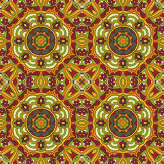 Mandala. Oriental pattern. Traditional seamless ornament. Turkey, Egypt, Islam. Doodle drawing. Relaxing picture. Red and orange tone