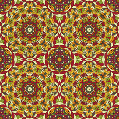 Mandala. Oriental pattern. Traditional seamless ornament. Turkey, Egypt, Islam. Relaxing picture. Doodle drawing. Red and orange colors