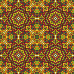 Oriental pattern. Traditional seamless ornament. Mandala. Turkey, Egypt, Islam. Relaxing picture. Doodle drawing. Red and orange colors