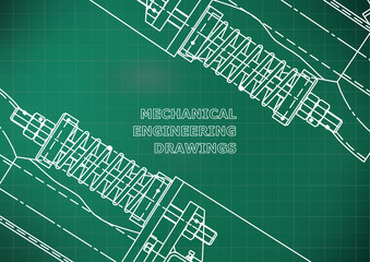 Mechanical engineering drawings. Background for inscription. Corporate Identity. Cover. Light green. Grid