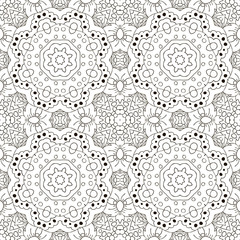 Mandala coloring. Zentangl seamless ornament. Relax, meditation
