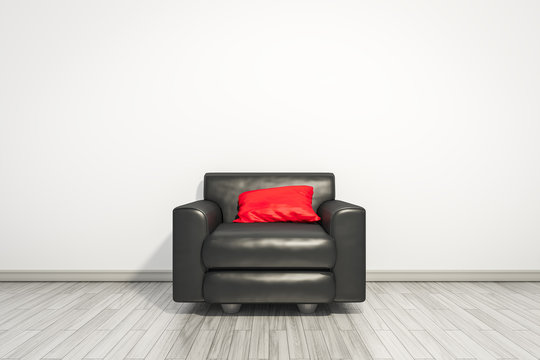 Armchair With Red Pillow