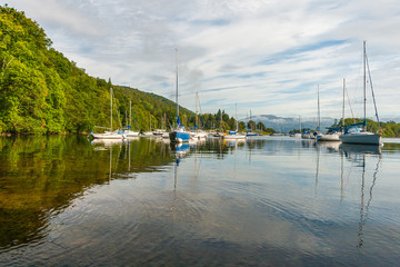 Fototapeta na wymiar Sailboats on the Windermere Lake, The Lake District, England
