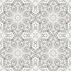 Seamless Mandala. Seamless floral ornament. Doodle drawing. Hand drawing. Seamless, floral motifs. Coloring