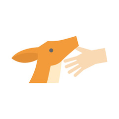 Deer and human hand icon in flat color style