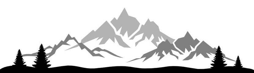 Obraz premium Sylwetka góry las