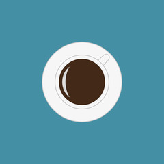 Cup of coffee icon in flat style. Top view. Vector illustration.