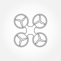 Drone line icon. Copter or quadrocopter outline silhouette. Vector illustration.