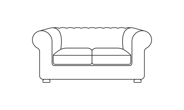 recommend clip art: Sofa line icon. Vintage or retro sofa. Furniture icon. Vector illustration of outline sofa silhouette.