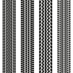 Tire tread or tracks set  isolated on white background. Tyre print collection. Vector illustration.