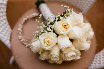 Wedding bouquet of white roses