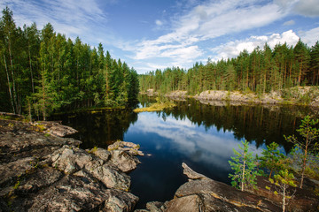 Obraz premium beautiful landscape with lake in Karelia