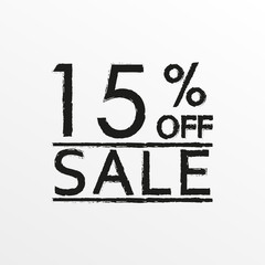 Naklejka premium Sale 15 percent price off. Discount tag. Sales concept in vintage style. Vector illustration.