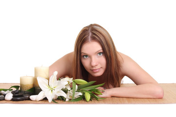 Fototapeta na wymiar Beautiful Woman Getting Spa Massage in Spa Salon