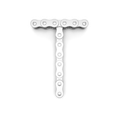 Alphabet made from Bicycle chain, letter T. 3D illustration