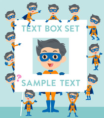 super hero man orange Blue text box