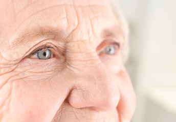 Portrait of elderly woman, closeup - obrazy, fototapety, plakaty