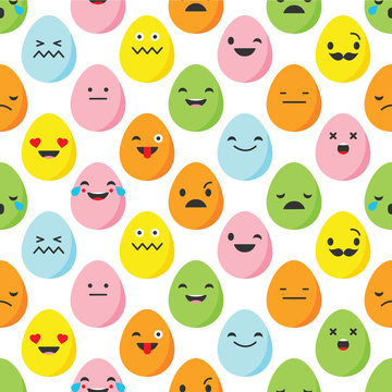 Seamless background with Eggs emotions. Vector illustration.