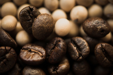Roasted coffee beans background.