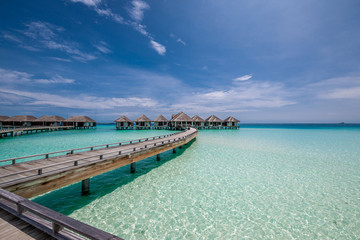 Beautiful beach with water bungalows