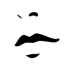 Woman face icon. Female face with big sensual lips and beautiful nose. Vector Illustration