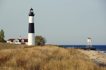 Big Sable Point Lighthouse in dunes, built in 1867