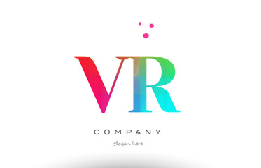 VR V R colored rainbow creative colors alphabet letter logo icon