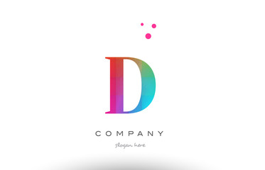 D colored rainbow creative colors alphabet letter logo icon