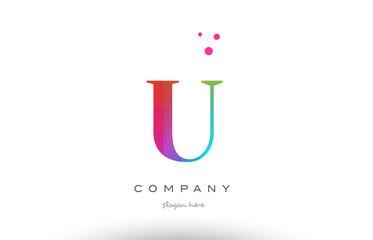 U colored rainbow creative colors alphabet letter logo icon