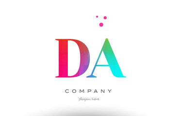 DA D A colored rainbow creative colors alphabet letter logo icon