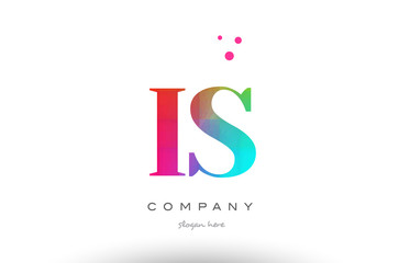 IS I S colored rainbow creative colors alphabet letter logo icon