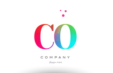 CO C O colored rainbow creative colors alphabet letter logo icon