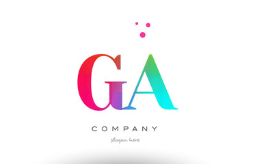 GA G A colored rainbow creative colors alphabet letter logo icon