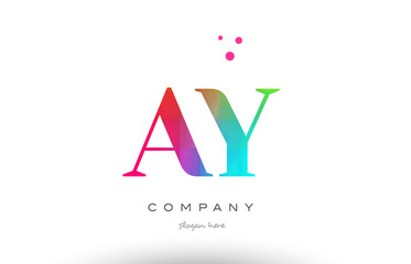 AY A Y colored rainbow creative colors alphabet letter logo icon