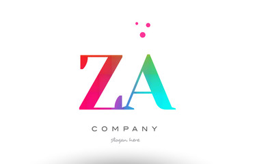 ZA Z A colored rainbow creative colors alphabet letter logo icon