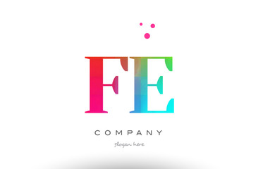 Obraz premium FE F E colored rainbow creative colors alphabet letter logo icon