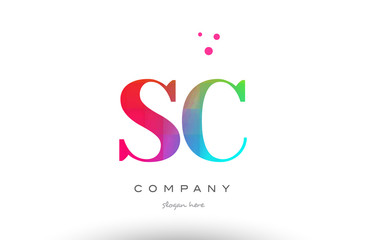 Obraz premium SC S C colored rainbow creative colors alphabet letter logo icon